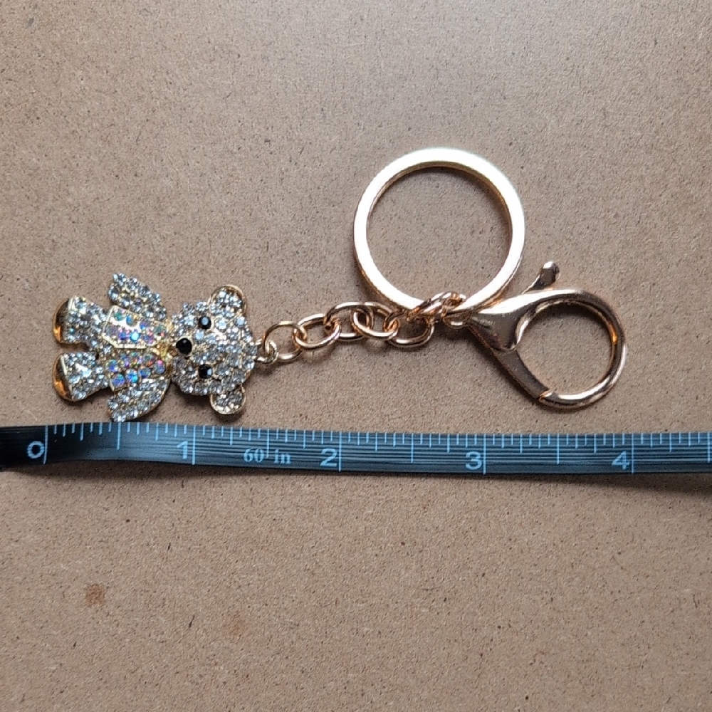 Gold and Silver Teddy Bear Keychain Bag Charm - Picture 6 of 9